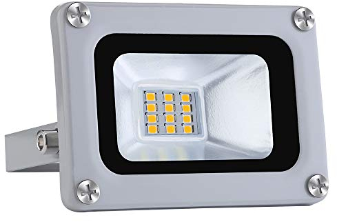 Bikuer 10W Kaltes Weiß LED Strahler, 220v Superhell LED Fluter Flutlicht Außenstrahler, IP65 Wasserfest 6000K Tageslichtweiß, Ideale Wandleuchte Außenbeleucht