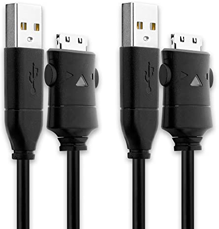 subtel 2x USB Cable 1.5m Compatible for Samsung YP-K3 YP-K5 YP-P2 YP-P3 YP-Q1 YP-Q3 YP-R1 YP-S3 YP-S5 YP-T10 YP-T9 Charger Fast Data Transfer Charging Lead SUC-C2 24 Pin - Black