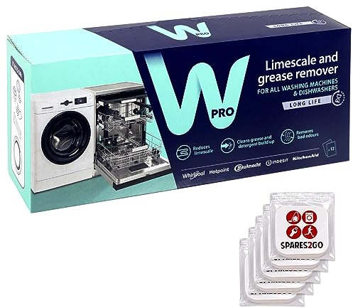 WPRO Washing Machine & Dishwasher Descaler Limescale Detergent Remover (12 x 50g Sachets + 5 x Laundry Cupboard Fresheners)