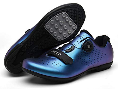 Bike Shoes Road Bike Shoes, Unisex Lock-Free Bike Shoes, Hard Bottom Mountain Bike Sneakers (9,Discoloration Blue)