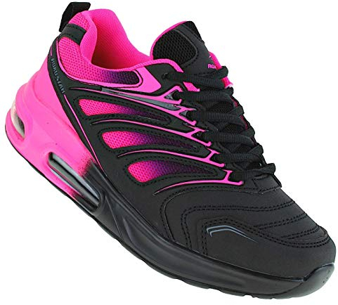 Roadstar 095 Sneaker Turnschuhe Sportschuhe Damen Herren, Schuhgröße:38, Farbe:Schwarz/Pink