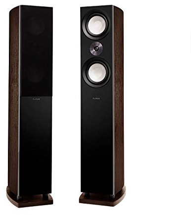 Fluance Reference High Performance 3-Way Floorstanding Loudspeakers with Down-Firing 8 Subwoofers for 2-Channel Stereo Listening or Home Theater System - Walnut/Pair (XL8FW)