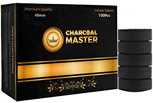 Coal Instant Light - Incense Charcoal Disks - Set of 100 Tablets - 40 mm Quick Light Briquettes - Natural, Slow Burn and Low Smoke (100)