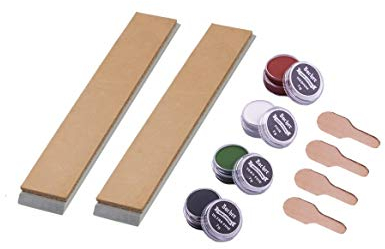 Bacher System Knife Sharpening Leather Strop – Set of 2 Strops + 4 Honing Compounds for Fixed Angle Apex Edge, Ruixin and KKmoon Sharpening Systems