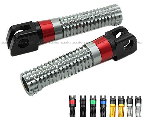 Repose-pieds avant pour moto Yamaha MT-25 MT-03 YZF-R25 YZF-R3 FZ6R XJ6 XJR1300 FJR1300 TDM900 BT1100 Aluminium Gauche Droite Antidérapant Repose-pieds Repose-pieds pour Moto (Gris + Rouge)