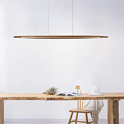 LED Hängeleuchte Esszimmer Dimmbar Holz Hängelampe Hoehenverstellbar Mit Fernbedienung Pendelleuchte Wohnzimmer Café Industrie Kronleuchter Bar Küche Büro Pendellampe Nussbaumholz Deckenleuchte ,B