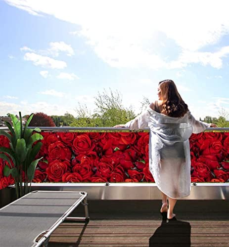 MyMaxxi Balkon Sichtschutz | Rosen 3 x 0,9m | Abdeckung für Terrasse Balkon | Windschutz Sonnenschutz Blickdicht | Balkonverkleidung wetterfest Sichtschutz Zaun | Verkleidung