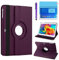 Funda para Samsung Galaxy Tab 4 de 10.1 pulgadas (SM-T530 SM-T531 SM-T535) – Funda con función atril giratoria de 360 grados, con lápiz capacitivo, protector de pantalla (morado)