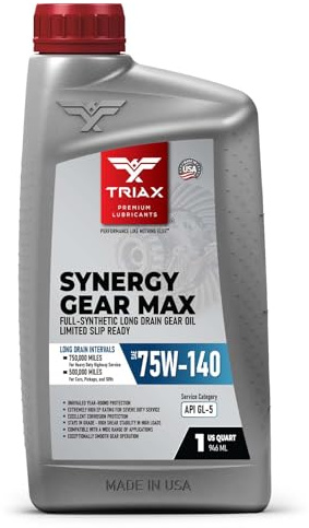 TRIAX Synergy Gear MAX 75W-140 GL-5 PAO Vollsynthetisches Langzeit-Getriebeöl – Hypoidgetriebe Achsen Differenziale und Systeme mit Limited Slip