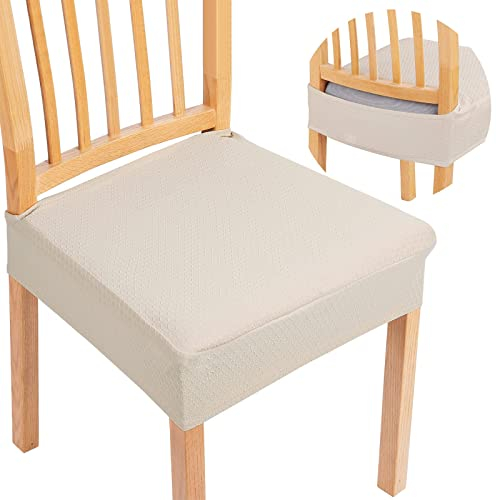 Homaxy Stretch Spandex Stuhlbezug Sitzfläche, Waschbarer Bezug für Stühle Sitzbezüge für Esszimmerstühle, Anti-Staub Esszimmerstuhl Hussen (Beige, 6er Set)