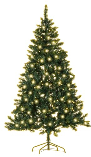 infactory Kunstbaum: Künstlicher Weihnachtsbaum, grün, 180 cm, 750 PVC-Spitzen, 500 LEDs (Weihnachtsbaum geschmückt, mit LED-Beleuchtung, Kinder)