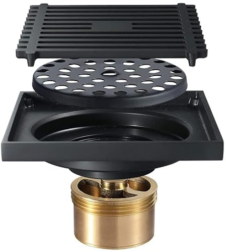 YJYKXP Schwarz Linearer Bodenablauf Quadratisch Mesh Bodenablauf Badezimmer WC Anti-Geruch Dusche Abflüsse Haarsieb
