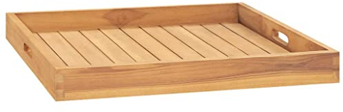 vidaXL Bandeja Servir Plato Fruta Desayuno Té Mesa Café Vino Postre Bebidas Cocina Comidas Alimentos Decoración 60x60 cm Madera de Teca Maciza