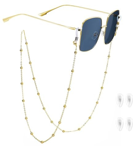 SwirlColor Brillenkette Damen, Brillenkette Gold Brillenkordel Perlen Sonnenbrillen Kette 30,7Zoll/78cm