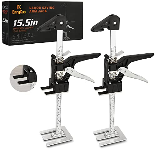 EnryKuo Labor Saving Arm Jack 2 Pack, 15.5 Inch Multifunctional Furniture Lifter Jacks for Installing Cabinets and Wall Tile Height Adjuster, 400LBS Load Capacity