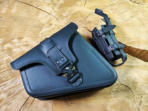 ORLETANOS Ledertasche EOS Blackline kompatibel mit Harley Davidson Sportster Forty-Eight Super Low Roadster XL Custom Biker Packtasche Hecktasche Koffer Chopper