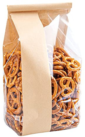 Bag Tek Lot de 100 sacs à cravate en papier kraft avec fenêtre 16,5 x 8,9 x 34,4 cm