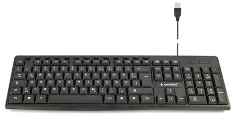 Gembird Multimedia Tastatur – Kabelgebundene USB‑Tastatur, Standardgröße, Deutsches QWERTZ‑Layout, 13 Hotkeys, Leise & Komfortabel, PC & Computer – Schwarz