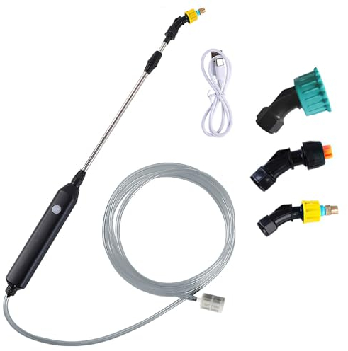 Fiotha Pulverizador Eléctrico para Plantas,Pulverizador Plantas,Lanza para pulverizador,Pulverizador Electrico, Pistola de Riego de Jardín,con Boquillas y 3 M de Manguera,USB Recargable,Regar Plantas