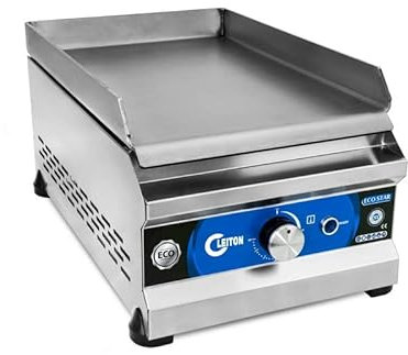Cleiton® Plancha Industrial de Acero Inoxidable Eléctrica 30 cm Sobremesa Grosor de la Placa 4 mm para un Rápido Calentamiento con Termopar CE | Potencia 2 kW | Bares y Restaurantes