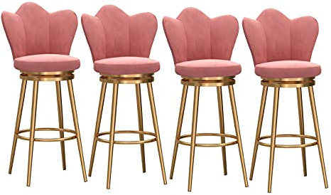 Tabourets de Bar pivotants à 360° pour Petit-déjeuner, Bar, comptoir, Cuisine et Maison, 65 cm de Haut, Lot de 4,Rose-B