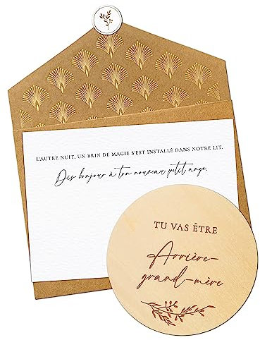 Joli Coon Annonce grossesse carte en bois - Tu vas être arriere-grand-mere avec enveloppe dépliante et sceau - Annonce grossesse arriere-grand-mere