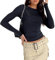 Women's Basic Long Sleeve Slim Fit Crop T Shirt Top Y2K Tops TikTok Crop Top Club Party E-Girls Streetwear(Black-a, L)