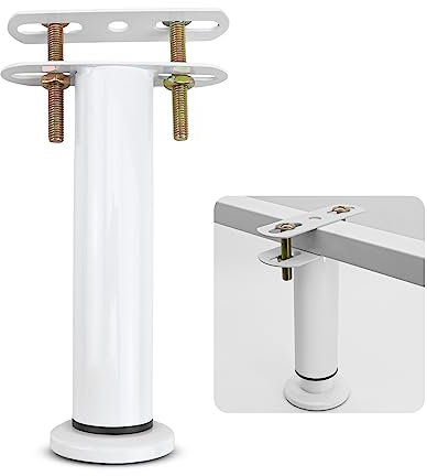 Bed Support Legs, Metal Adjustable Legs for Bed, Heavy Duty Bed Center Frame Middle Reinforce Circular Bottom Extendable Slat Support Leg for Cabinet Sofa Bed Frame Replacement Parts (White 1 Pcs)