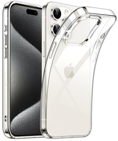 JETech Case for iPhone 15 Pro 6.1-Inch, Soft TPU Transparent Slim Protective Phone Cover with Shock-Absorption, Support Wireless Charging (Clear)