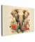 MuchoWow© Impression sur Toile Peinture 120x80 cm Tableau Mural Decoration Salon Reproductions de Tableaux Murale Moderne Vintage - Eléphant - Fleurs - Blanc - Nature - Animaux