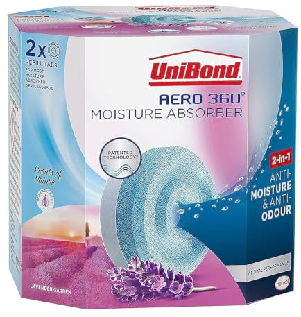 Aero 360° Portable Dehumidifiers for Home, Moisture Absorber & Odour Control, Auto Moisture Removal Aero 360 Refills Twin Pack With Perfectonish Thankyou sticker Packaging (Lavender)