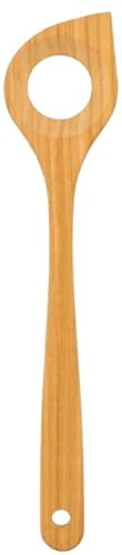 teemando® Cuchara puntiaguda con agujero engrasada de madera de kish, 30 cm, para cocinar y hornear