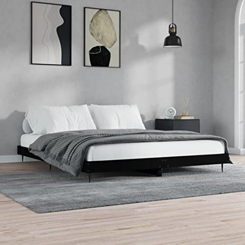 RAUGAJ Betten & Zubehör, Betten & Bettrahmen, Bettrahmen, 150 x 200 cm, King-Size, Holz, Schwarz