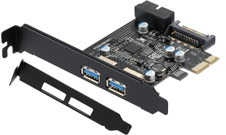 YABOANG PCIE USB 3.0 Card,PCI Express 1X a 2 porte con connettore USB 3.0 interno a 19 pin Scheda di espansione Superspeed 5Gbps PCI-e USBIII Controller Adattatore Supporto Windows 10/8/7/XP