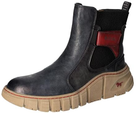 MUSTANG Damen Stiefelette sportlicher Plateau Chelsea Boot Stretch 1499-603, Größe:37 EU, Farbe:Blau