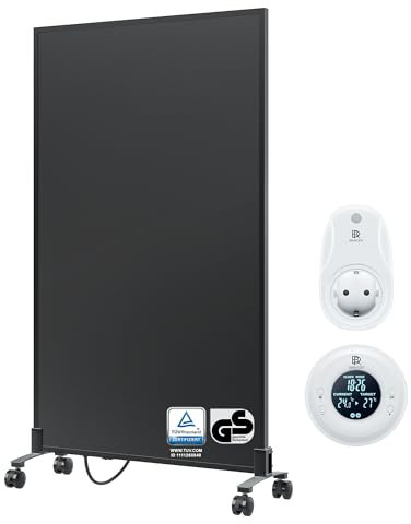 BR Bringer Infrarotheizung Standgerät - 700 Watt - Energiesparend - Mobile Elektroheizung mit Standfüßen auf Rollen, Thermostat und Fernbedienung - 5 Jahre Garantie, TÜV (schwarz)
