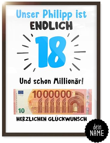 myDreamwork 18. Geburtstag Junge – Geschenke zum 18 Geburtstag | Geldgeschenke Jungen – Lustige Geschenkideen für Männer – Ideal als Geburtstagsdeko | Geldgeschenk 18