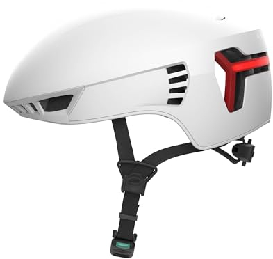 CRNK Genetic Alpha Fahrradhelm – Ultraleichter Rennradhelm mit LED-Beleuchtung, Aerodynamischer Helm für Herren & Damen, Magnetverschluss, Perfekte Passform, EPS+PC-Schutz – Weiß – L