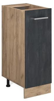 Vicco Apothekerschrank R-Line, Schwarz Beton/Goldkraft Eiche, 30 cm ohne Arbeitsplatte