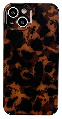 Reezaddin Schildpatt Retro Handyhüllen Kompatibel mit iPhone 15 Schildkröte Chic Braun Leopard Stilvoll Klassisch Weich Schlank Schutzhülle für iPhone 15 6.1in