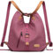 KONO Canvas Handtasche Damen Rucksackhandtaschen Rucksack 2 in 1 Handtasche Damen Stoff Verstellbare Schultergurte für Alltag Büro Schule Ausflug Einkauf(Rosa)