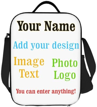 CEDNXOER Lonchera personalizada con foto/nombre, lonchera portátil aislada personalizada con soporte para botella de agua y bolsa de comida con asa para adultos, niños, niñas, mujeres, hombres,