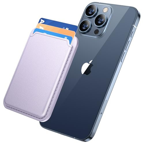 Miracase für MagSafe Wallet, 3 Karten Halter mit iPhone Wallet, Veganes Leder Magnetische Wallet für iPhone 16/15/14/13/12 Serie, Violett
