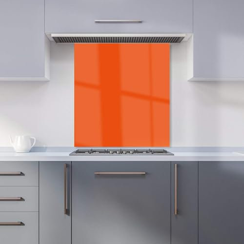 Warren Reed - Designer Premium Burnt Orange Kitchen Splashback 6mm Toughened Glass Kitchen Splashback – Heat Resistant Splashback for Kitchens, Perfect for Cookers and Hobs, Polished Edges