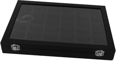 CIYODO Stein Displaybox Schwarz, PU und Kunststoff, mit 36 Fächern