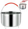 3L Panier Vapeur, Petit Cuit Vapeur en Acier Inoxydable 304, OD 17,6 cm, Cuit-Vapeur en Acier Inoxydable avec Poignée en Silicone, Panier Vapeur, Insert Vapeur pour Vapeur du Riz Légumes Oeufs