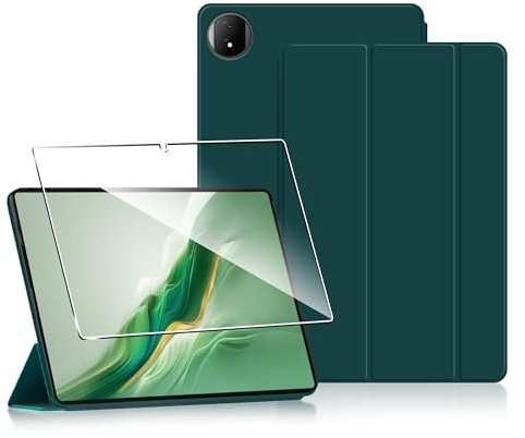 CAUHENYEE Case for Honor Magic Pad 2 12.3 inch (2024), Tablet Protection Bundle with 1 Screen Protector, Vertical Stand Function, Protective Case for Magic Pad 2 - Dark Green