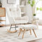 BTM Rocking Chair for Nursery, Rocking Chair with Footstool, Horizontal Tufted Single Recliner for Living Room Bedroom Office, Grey