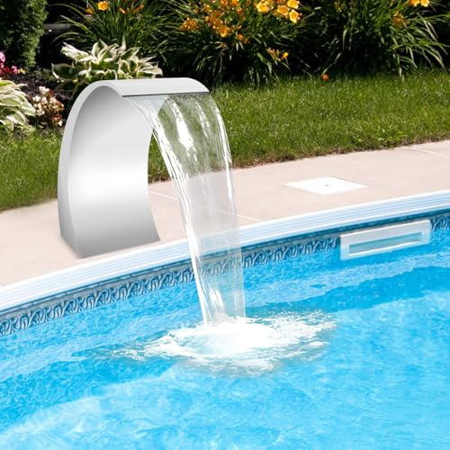 Piscina a cascata | Fontana a cascata in acciaio inox | 60 x 30 cm | Ingresso acqua a cascata | Robusta e resistente alla corrosione | Lama per troppopieno a cascata, ideale per giochi d'acqua da