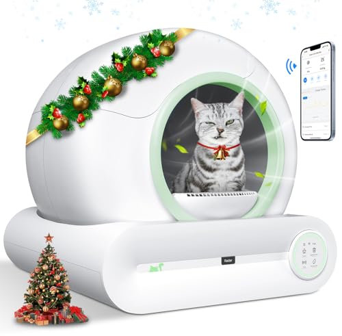 Smart Self Cleaning Cat Litter Box - 65L+9L Low Entry Electric Litter Box for Multiple Cats, Auto Cleaning with APP, Green